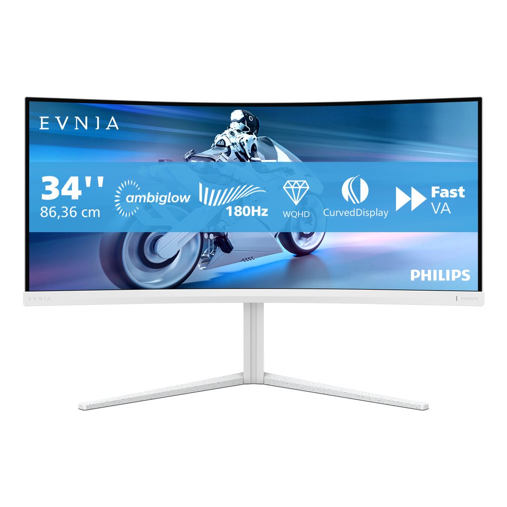 Philips Evnia 5000 34M2C5501A/00 computer monitor 86.4 cm (34") 3440 x 1440 pixels Wide Quad HD LCD White