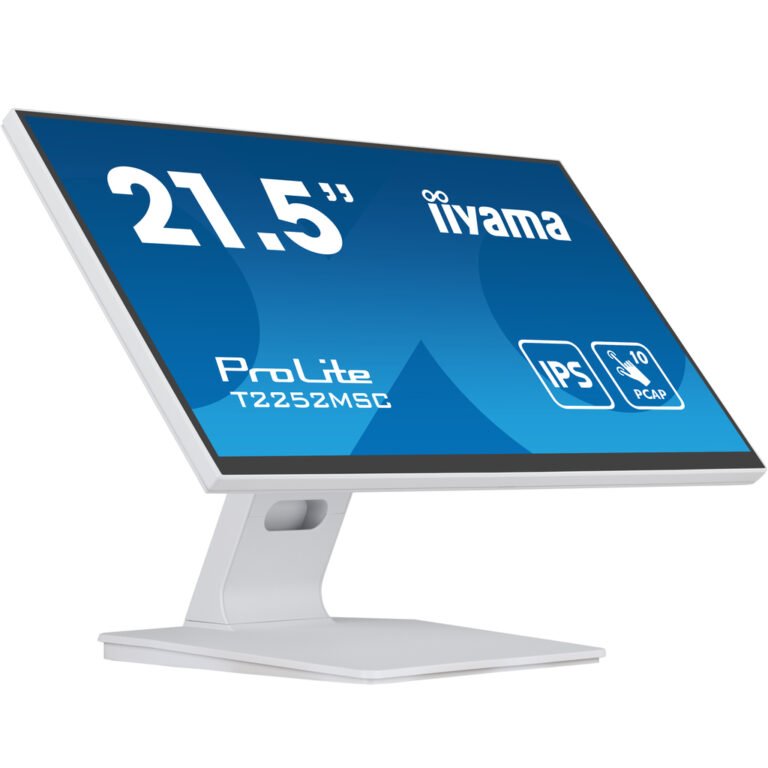 iiyama ProLite 21.5” PCAP 10pt touchscreen monitor featuring IPS panel technology, Edge-to-Edge glass design and anti fingerp
