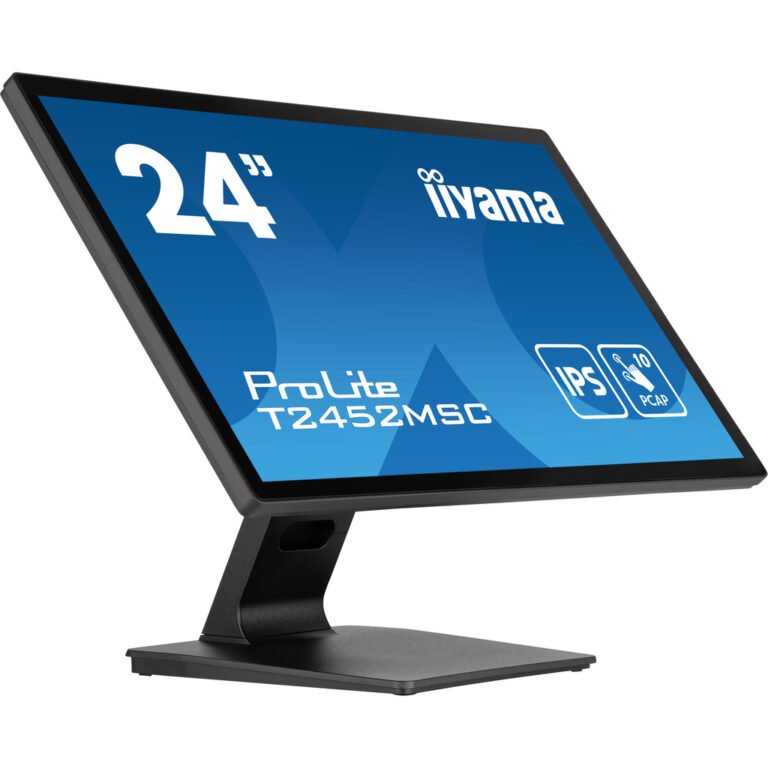 iiyama ProLite 23.8” PCAP 10pt touchscreen monitor featuring IPS panel technology, Edge-to-Edge glass design and anti fingerp