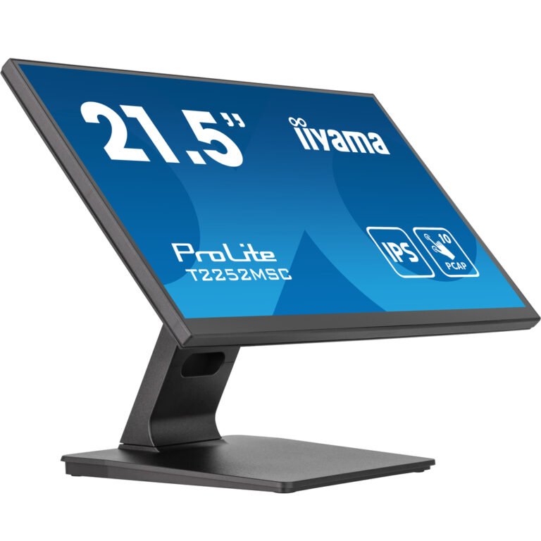 iiyama ProLite 21.5” PCAP 10pt touchscreen monitor featuring IPS panel technology, Edge-to-Edge glass design and anti fingerp