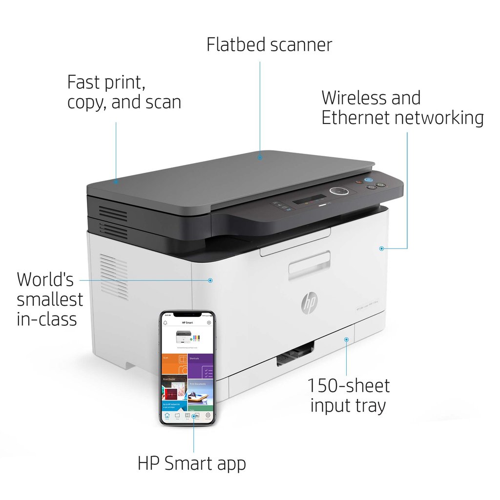 HP Color Laser Laser 178nw Wireless Multifunction Color Printer, Copier, Scanner; Duplex - Image 9