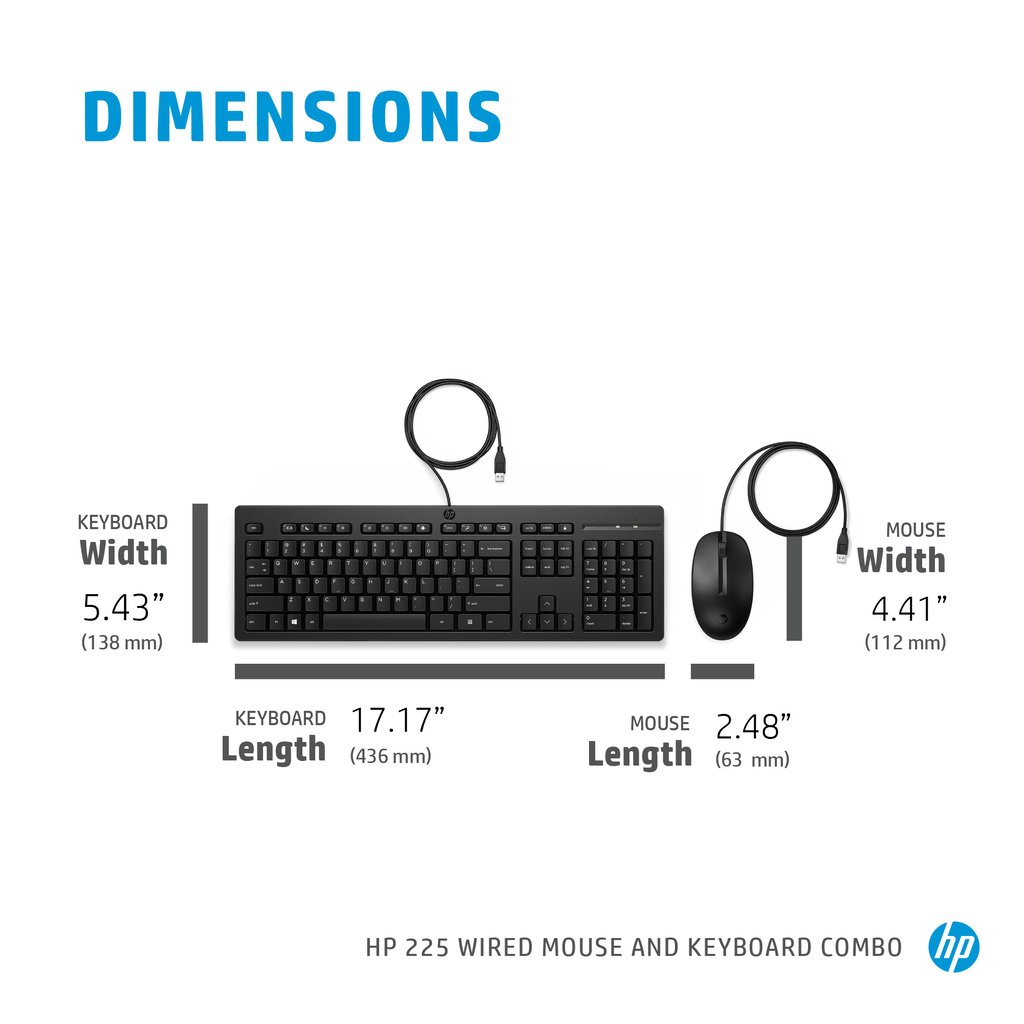 HP 225 Wired Mouse and Keyboard Combo - Image 3