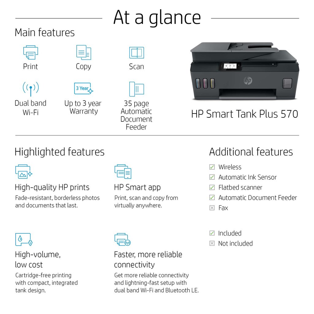 HP Smart Tank Plus 570 Wireless All-in-One Color Printer, Copier, Scanner - Image 8