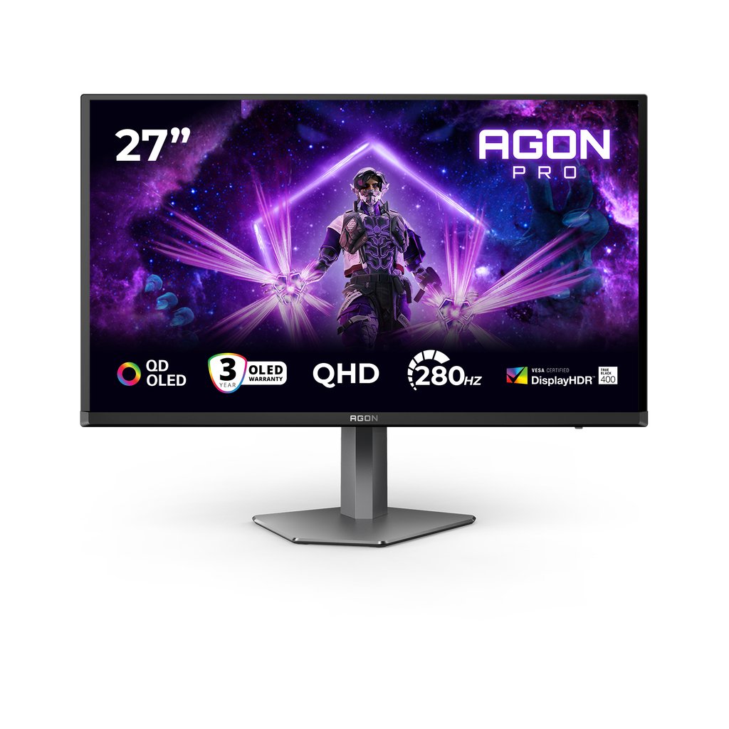 AOC AGON PRO AG276QZD2 computer monitor 67.3 cm (26.5") 2560 x 1440 pixels Quad HD QD-OLED Black, Grey - Image 4