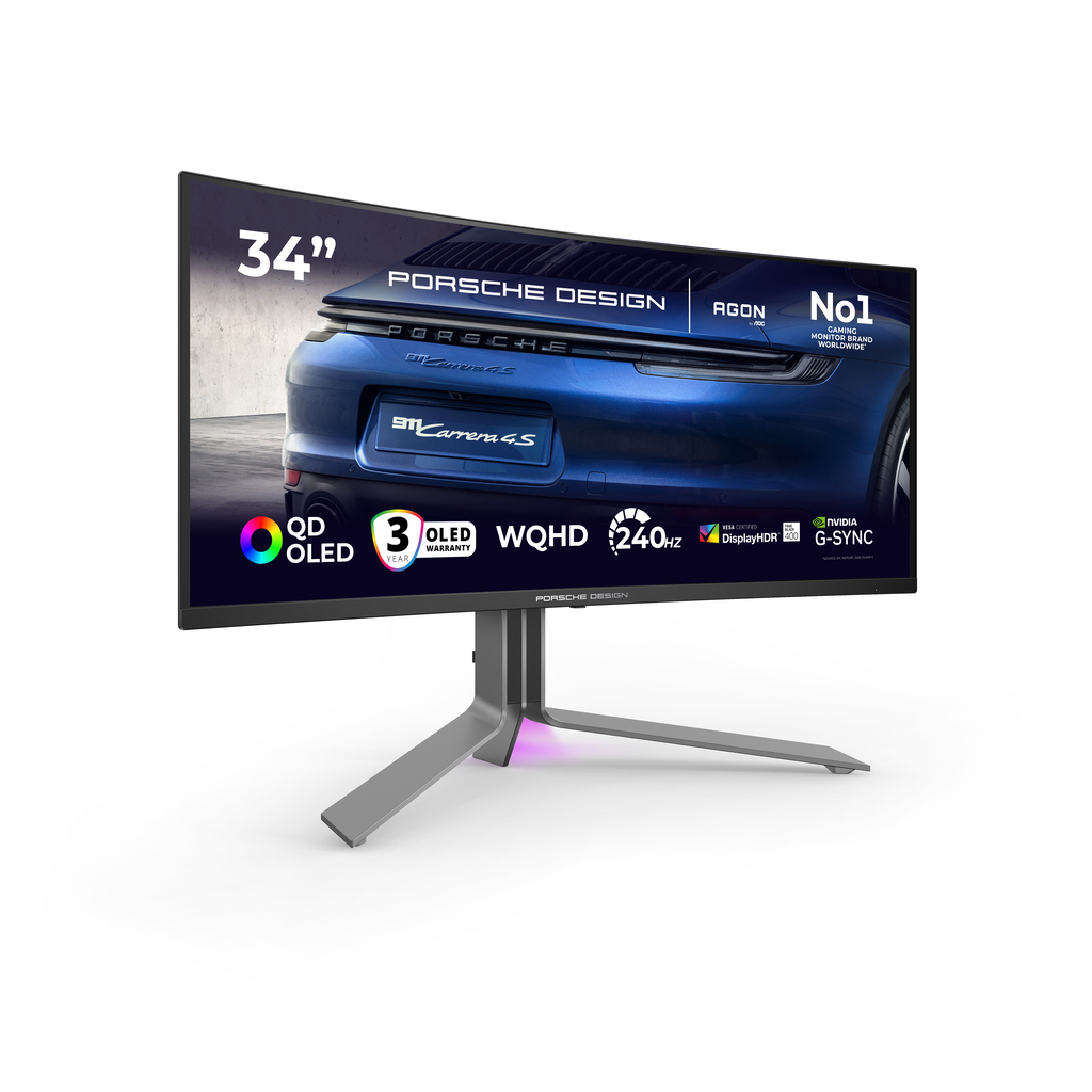 AOC Porsche PD34 computer monitor 86.4 cm (34") 3440 x 1440 pixels Wide Quad HD QD-OLED Black - Image 18