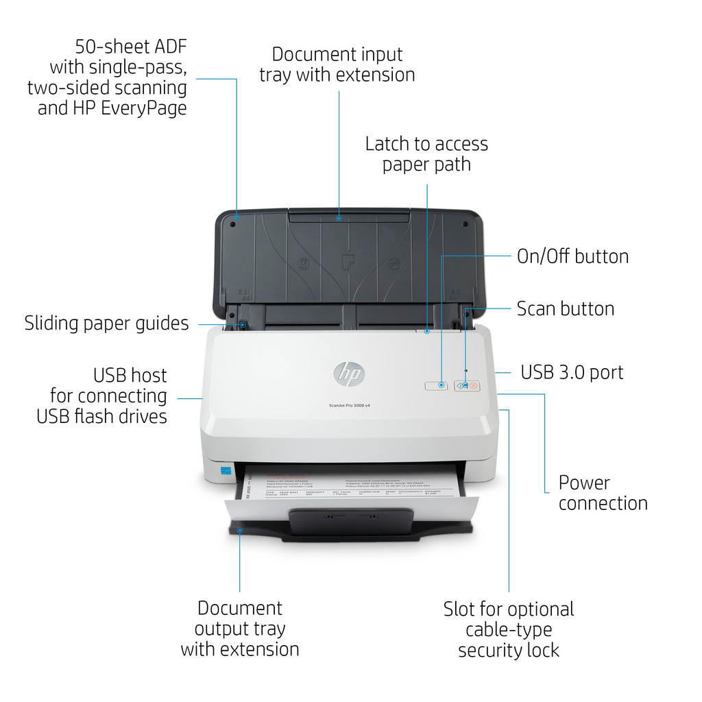 HP Scanjet Pro 3000 s4 Sheet-fed scanner 600 x 600 DPI A4 Black, White - Image 18