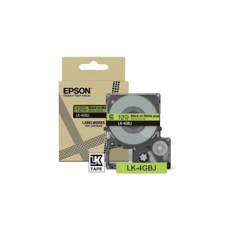 Epson Matte Tape – Green/Black 12mm(8m) – LK-4GBJ
