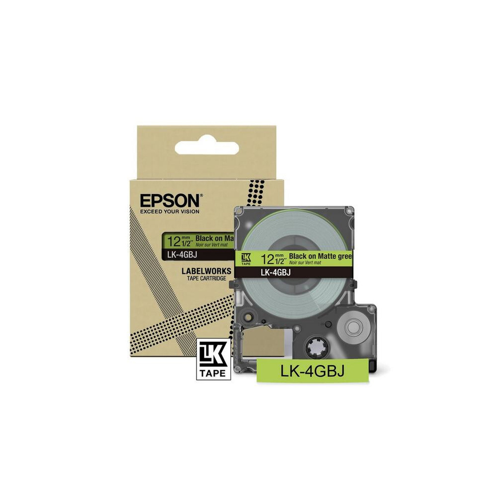 Epson Matte Tape – Green/Black 12mm(8m) – LK-4GBJ