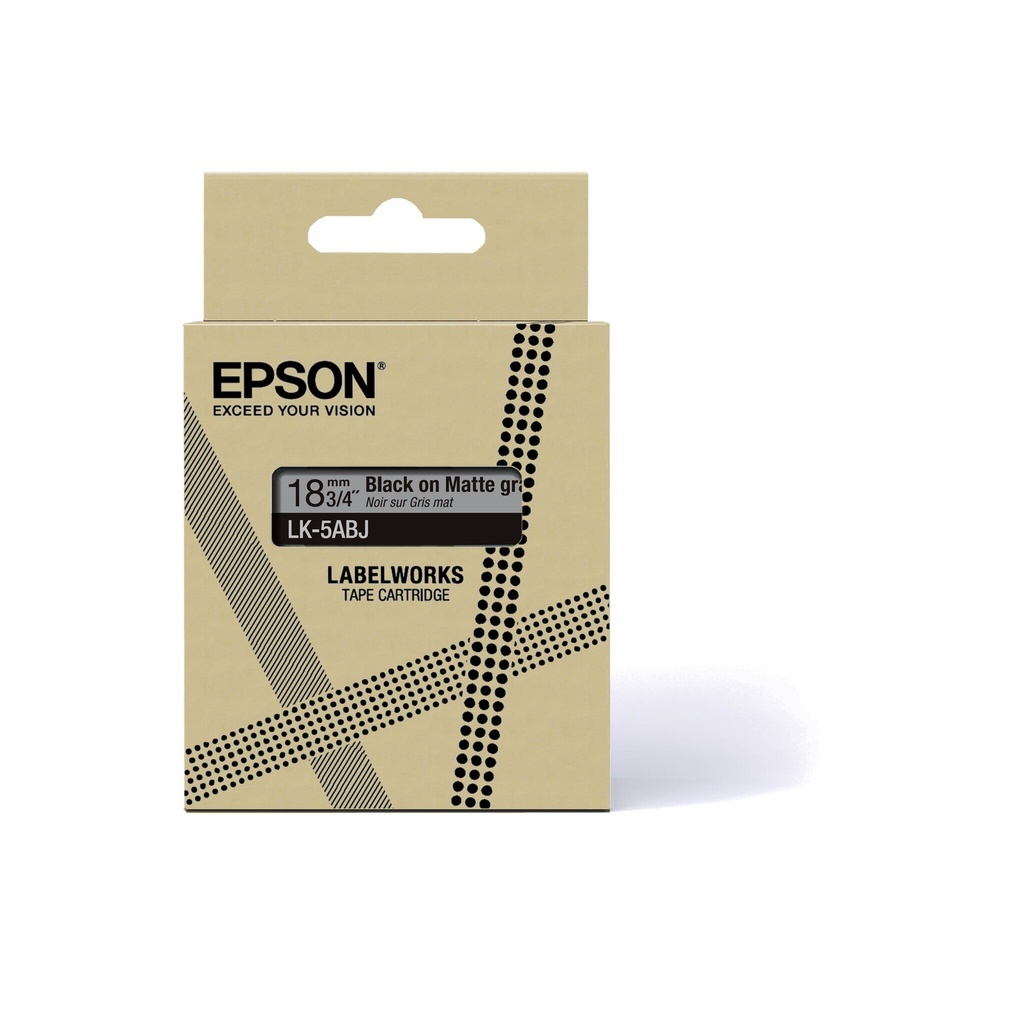 Epson Matte Tape – Grey/Black 18mm(8m) – LK-5ABJ - Image 2