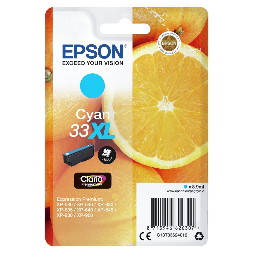 Epson Oranges 33XL Claria Premium Single Cyan Ink - Image 2