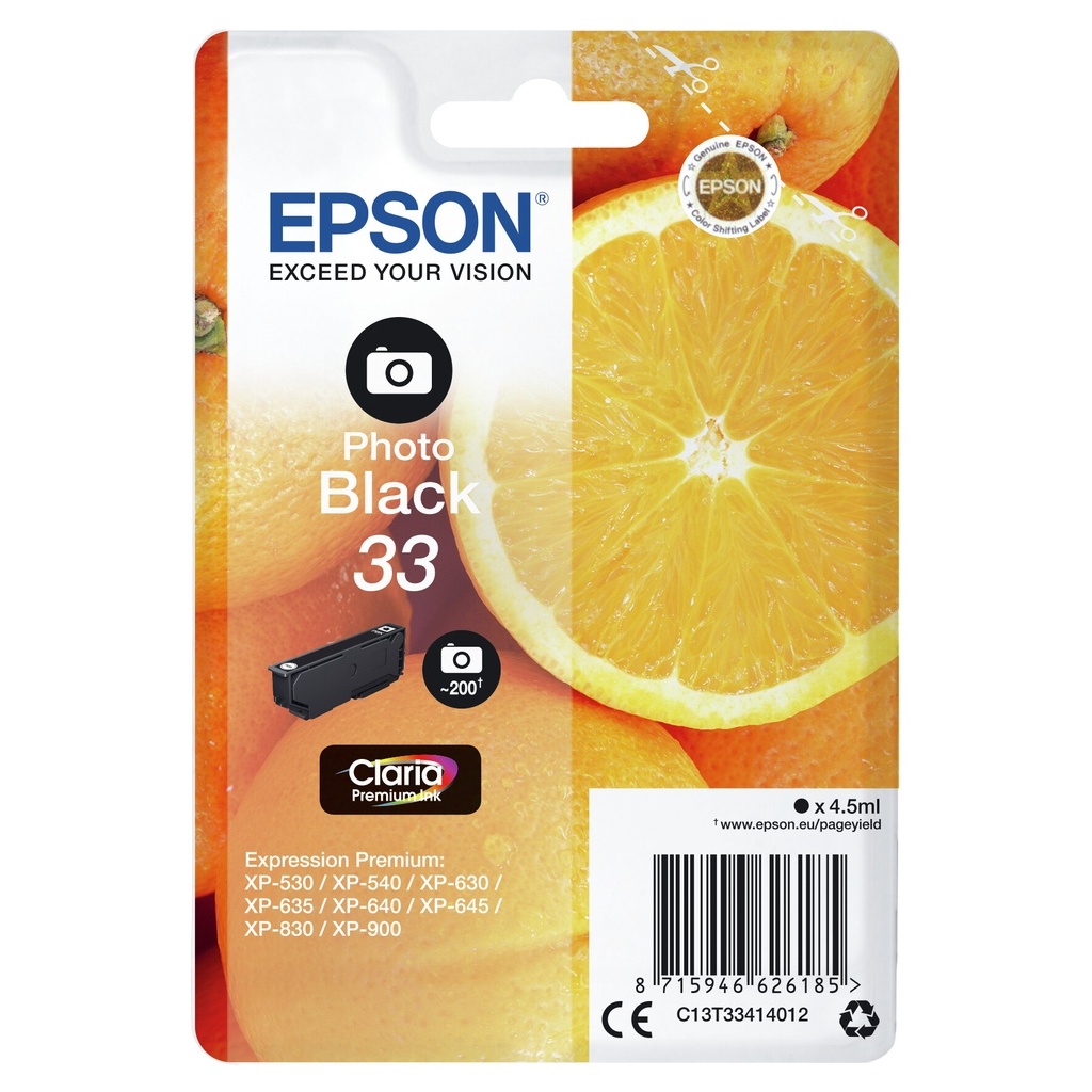 Epson Oranges 33 Claria Premium Single Photo Black Ink - Image 2
