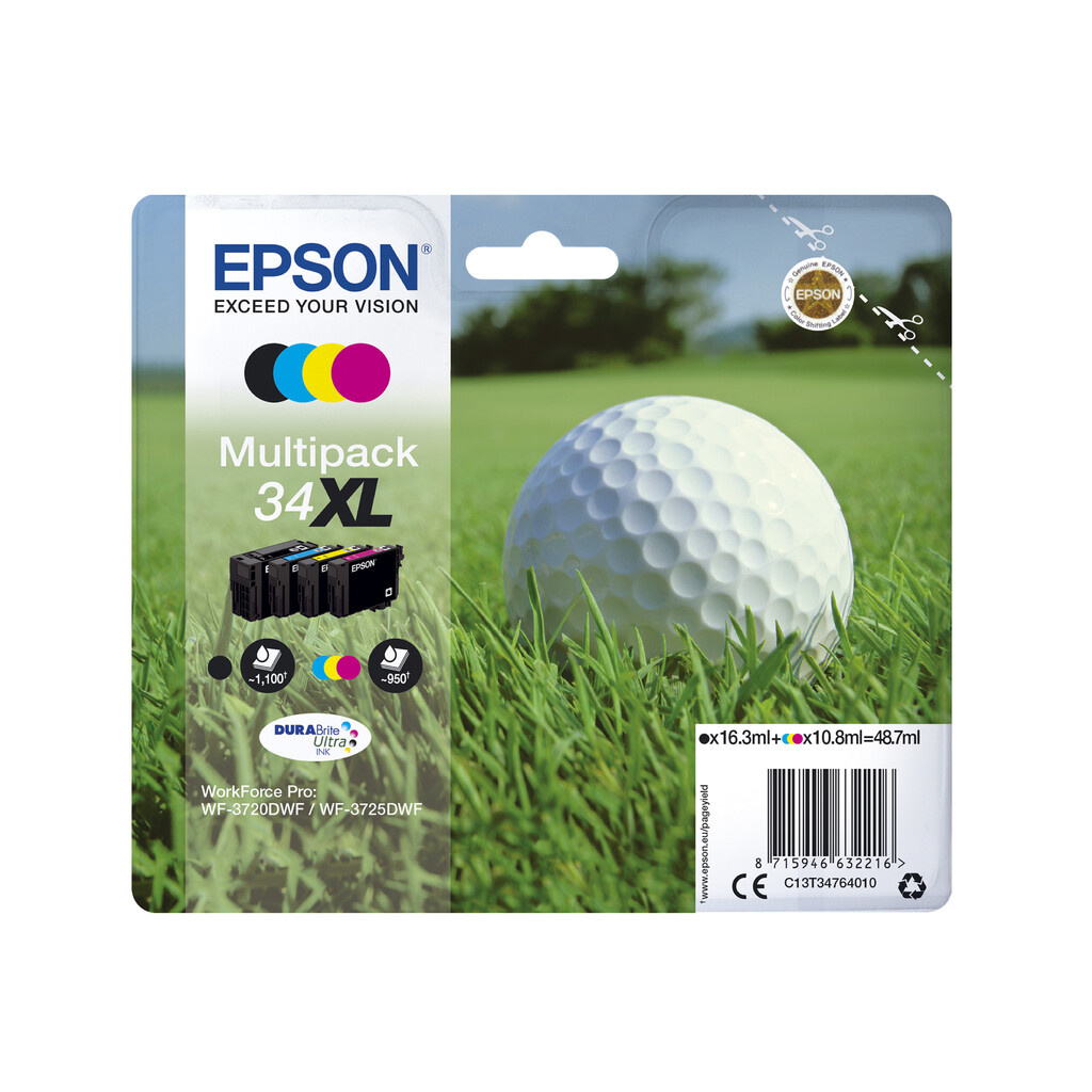 Epson Golf ball 34XL DURABrite Ultra Single Cyan Ink - Image 3