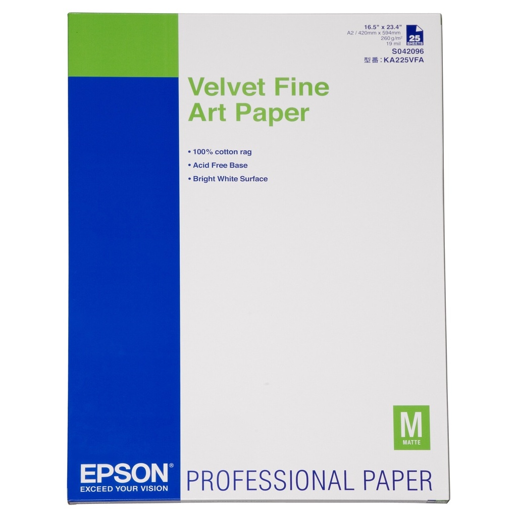 Epson Velvet Fine Art Paper, DIN A2, 260g/m², 25 Sheets - Image 2