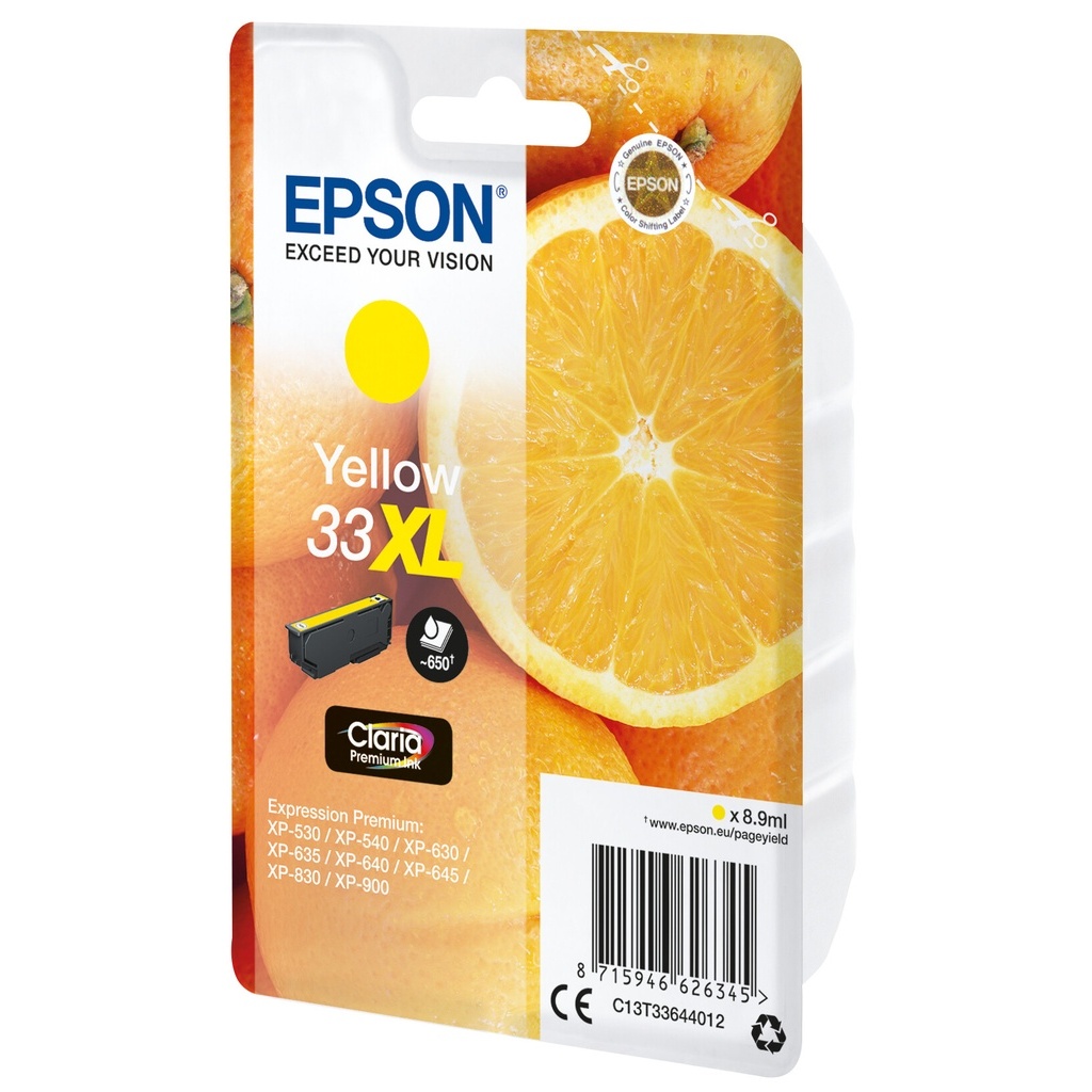 Epson Oranges 33XL Claria Premium Single Yellow Ink