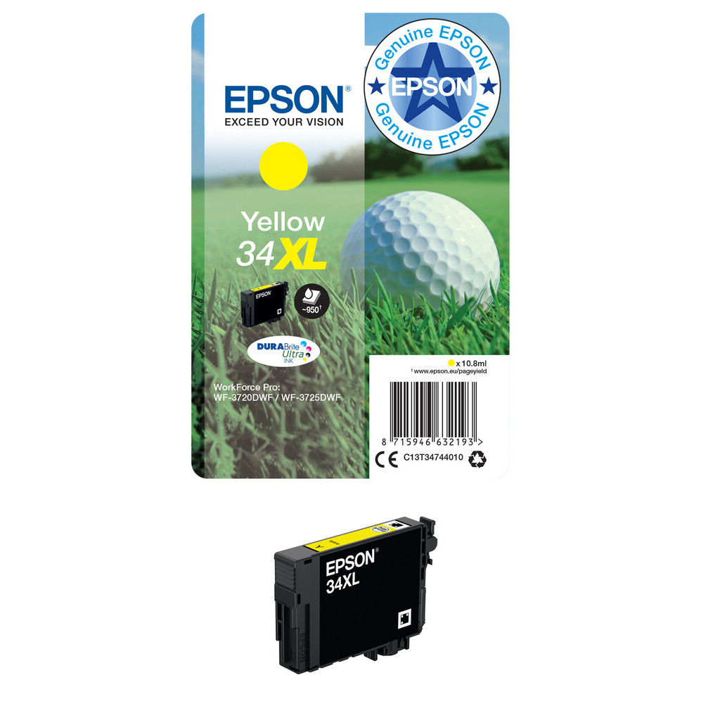 Epson Golf ball 34XL DURABrite Ultra Single Yellow Ink - Image 2