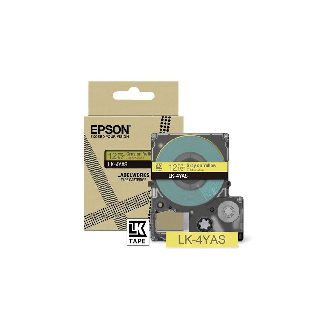 Epson Colour Tape – Yellow/Grey 12mm(8m) – LK-4YAS