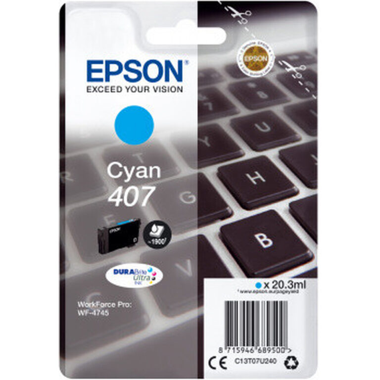 Epson 407L Keyboard DURABrite Ultra Single Cyan Ink