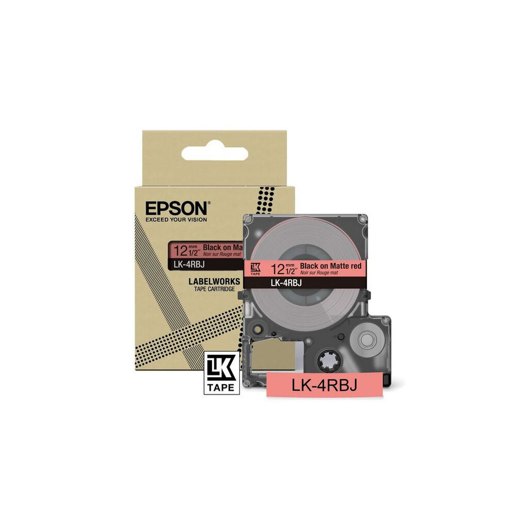 Epson Matte Tape – Red/Black 12mm(8m) – LK-4RBJ