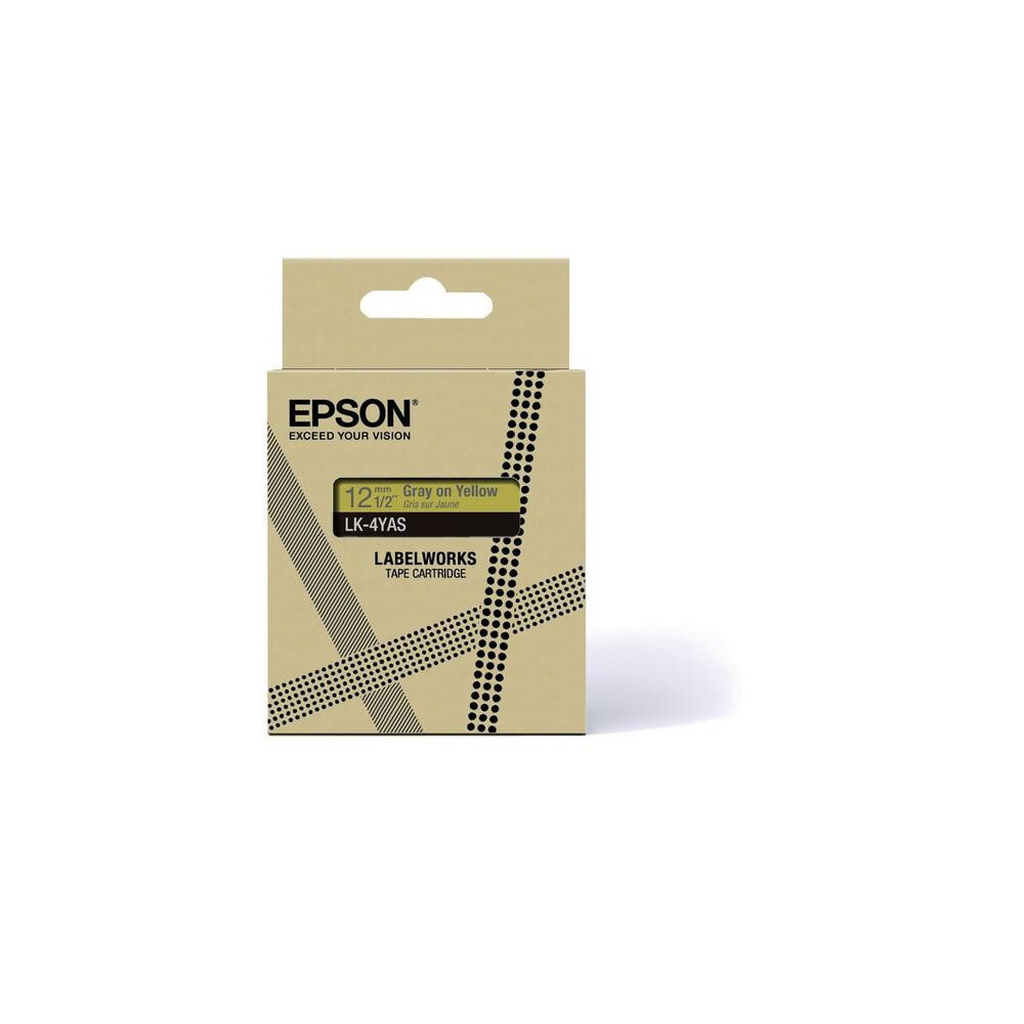 Epson Colour Tape – Yellow/Grey 12mm(8m) – LK-4YAS - Image 3