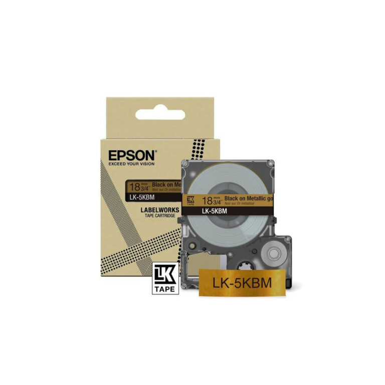 Epson Metallic Tape – Silver/Black 18mm(9m) – LK-5SBM