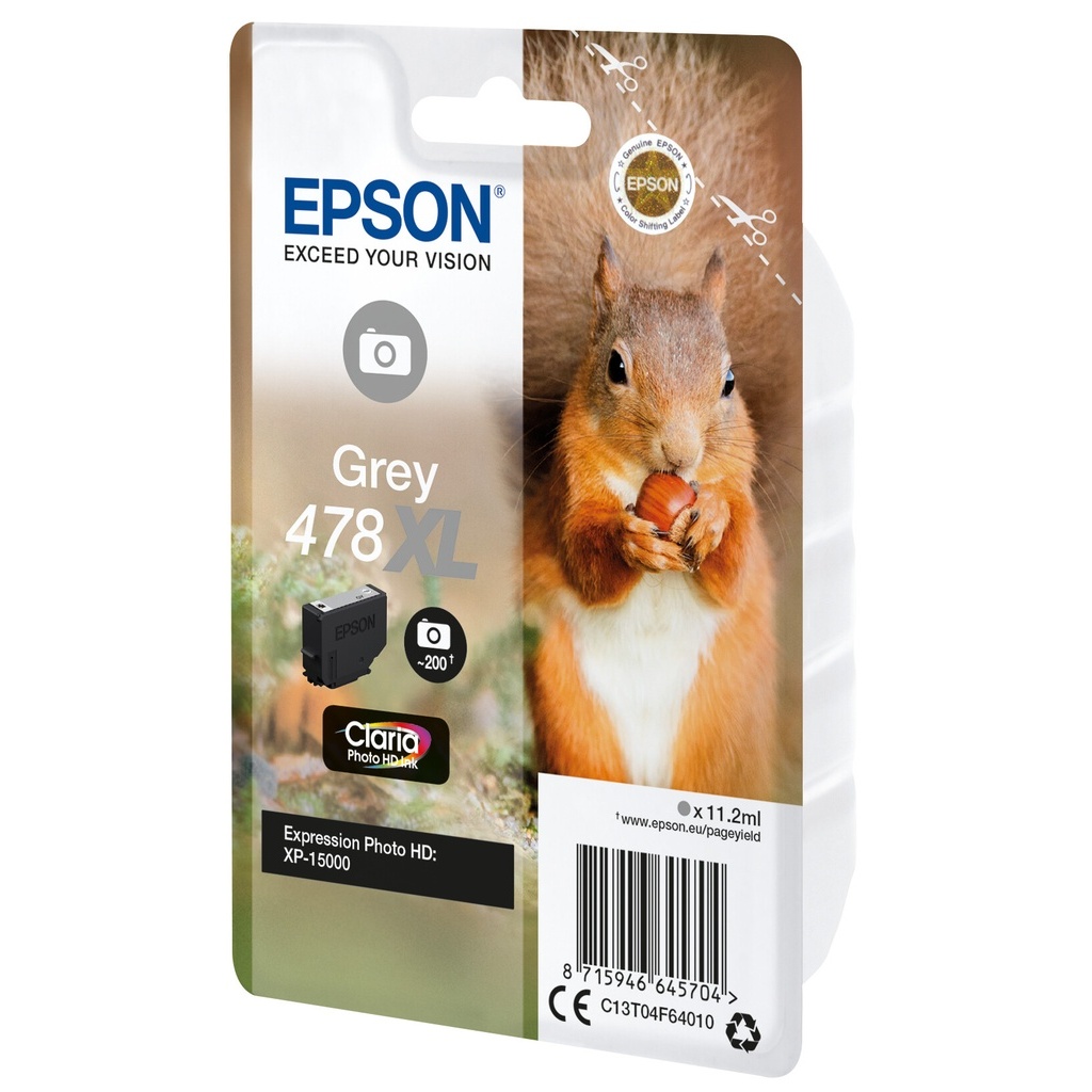 Epson Squirrel 478XL Claria Photo HD Single Grey Ink - Image 2