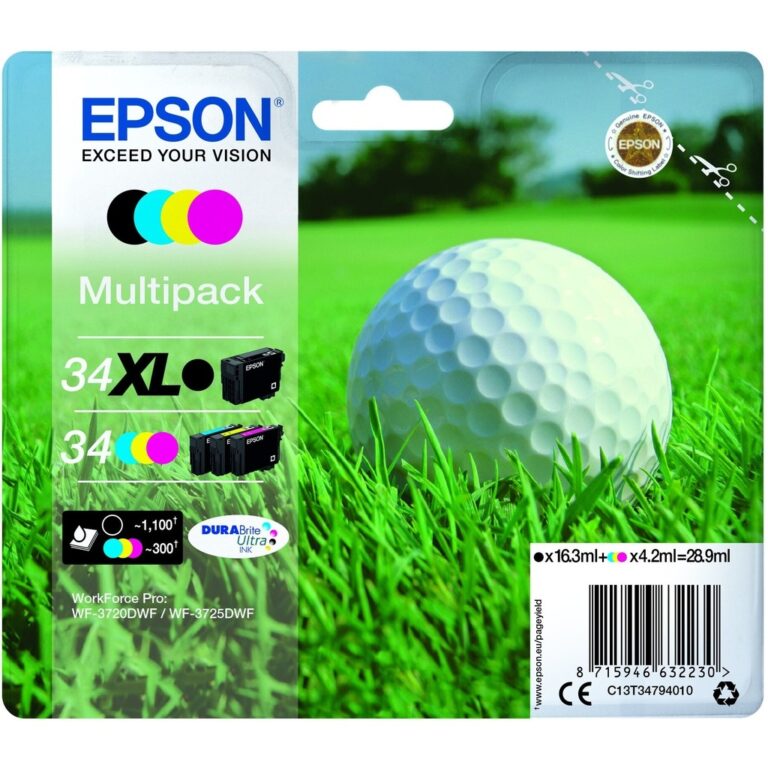 Epson Golf ball Multipack 4-colours 34 XL Black/Std. CMY DURABrite Ultra Ink