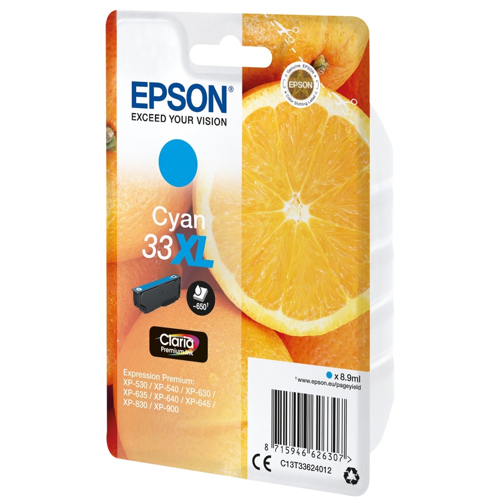 Epson Oranges 33XL Claria Premium Single Cyan Ink