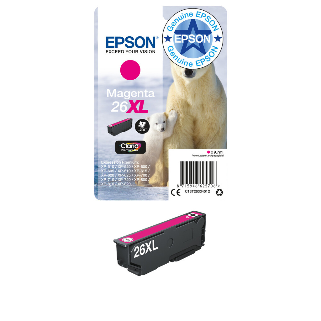 Epson Polar bear 26XL Claria Premium Single Magenta Ink - Image 2