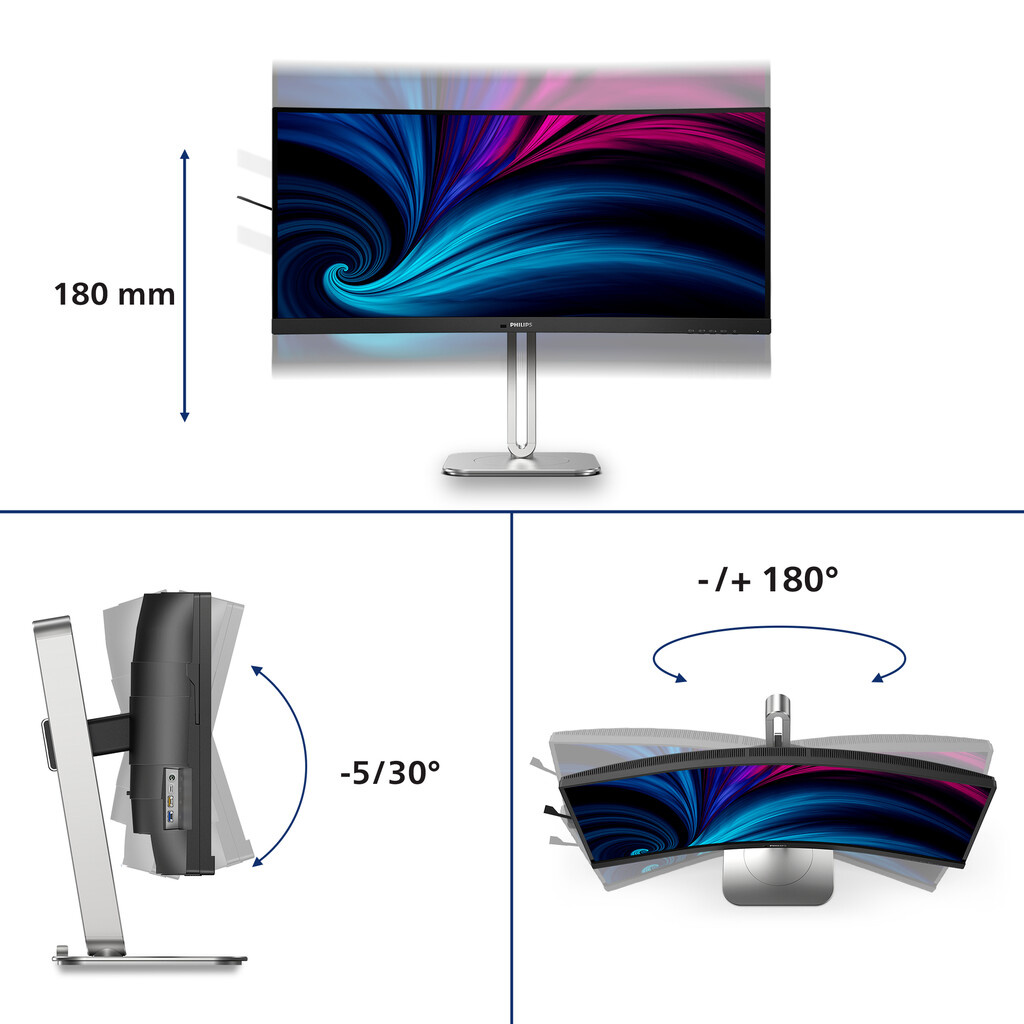 Philips 5000 series 34B2U5600C/00 computer monitor 86.4 cm (34") 3440 x 1440 pixels Dual QHD LCD Grey - Image 6