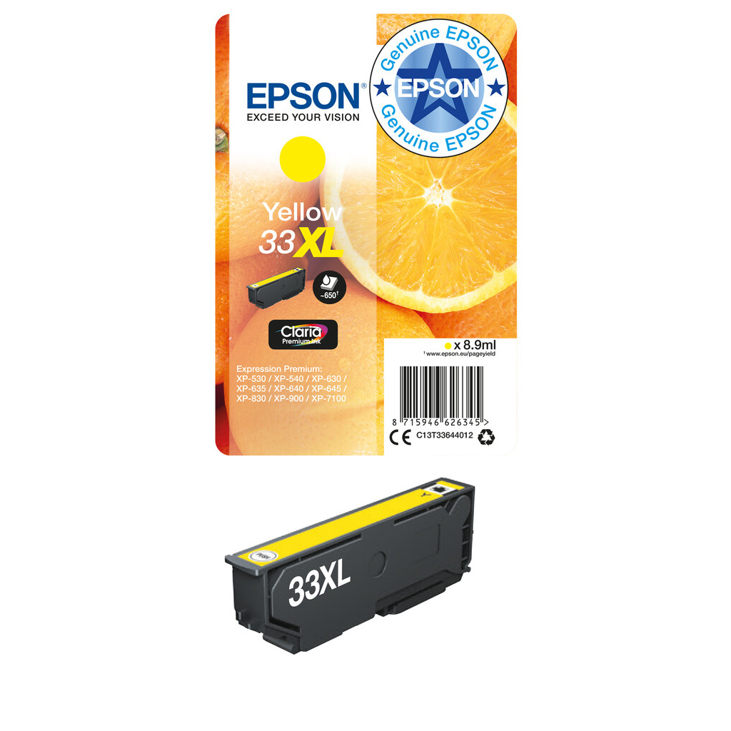 Epson Oranges 33XL Claria Premium Single Yellow Ink - Image 3