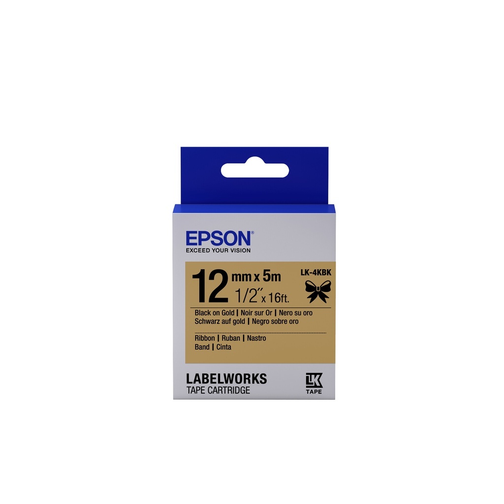 Epson Satin Ribbon – Gold/Black 12mm(5m) – LK-4KBK