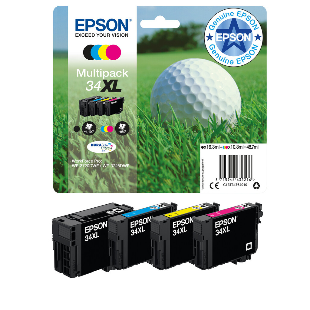 Epson Golf ball 34XL DURABrite Ultra Multipack 4-colours Ink - Image 2