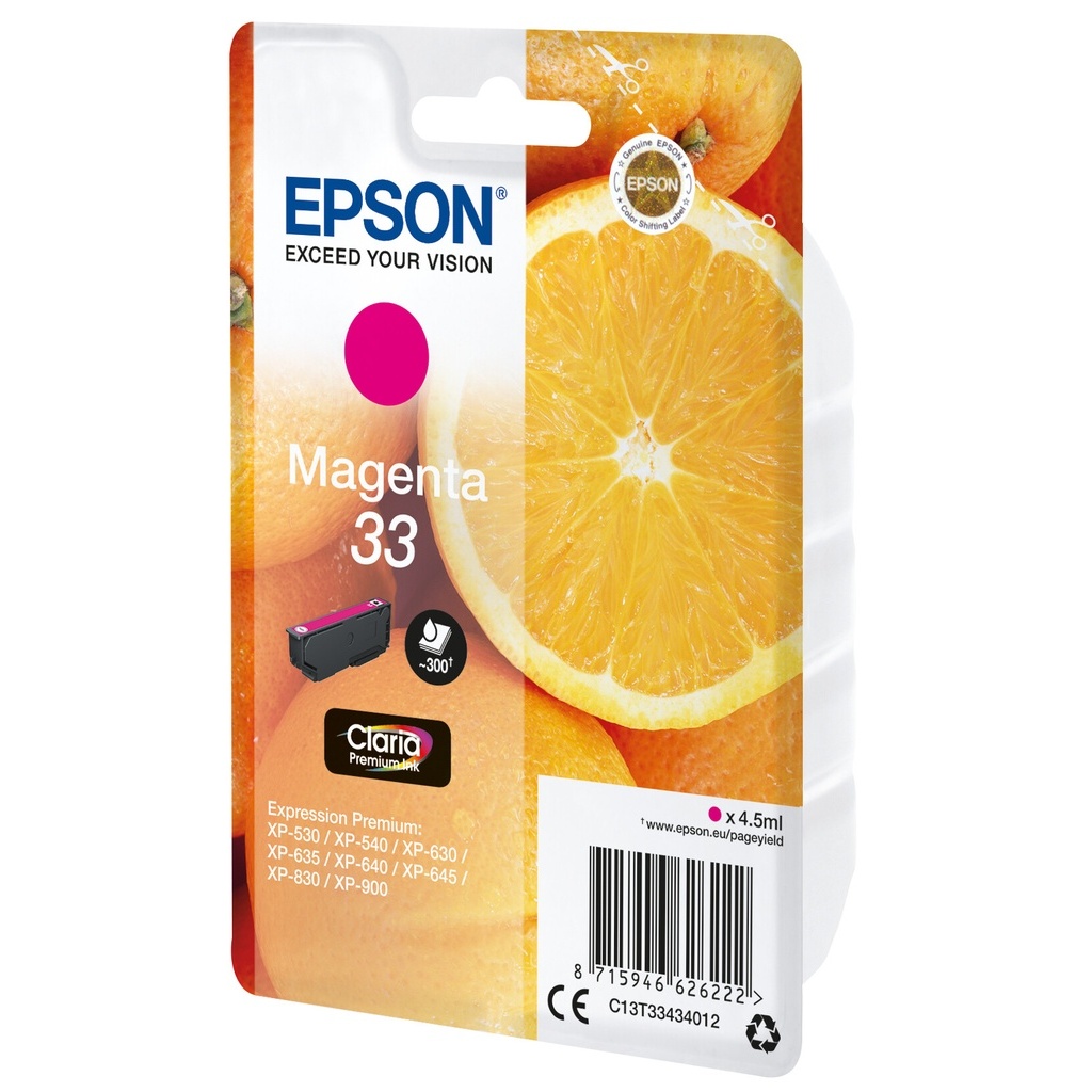 Epson Oranges 33 Claria Premium Single Magenta Ink