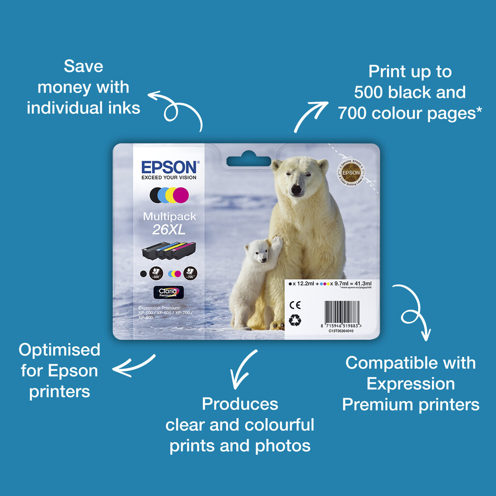 Epson 26XL Polar bear Claria Premium Single Black Ink - Image 4