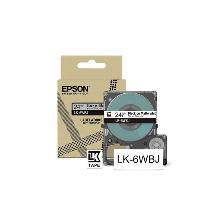 Epson Matte Tape – White/Black 24mm(8m) – LK-6WBJ