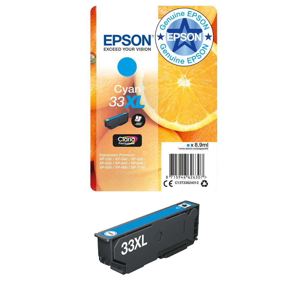 Epson Oranges 33XL Claria Premium Single Cyan Ink - Image 3