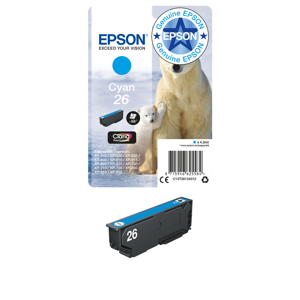Epson Polar bear 26 Claria Premium Single Cyan Ink - Image 2