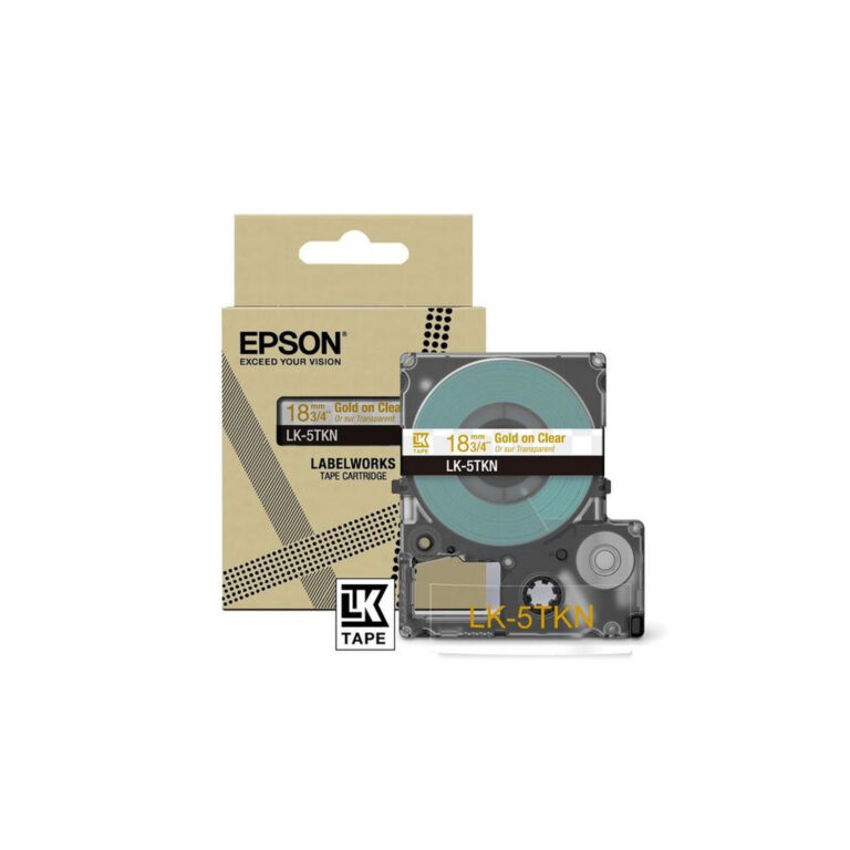 Epson Metallic Tape – Clear/Gold 18mm(9m) – LK-5TKN