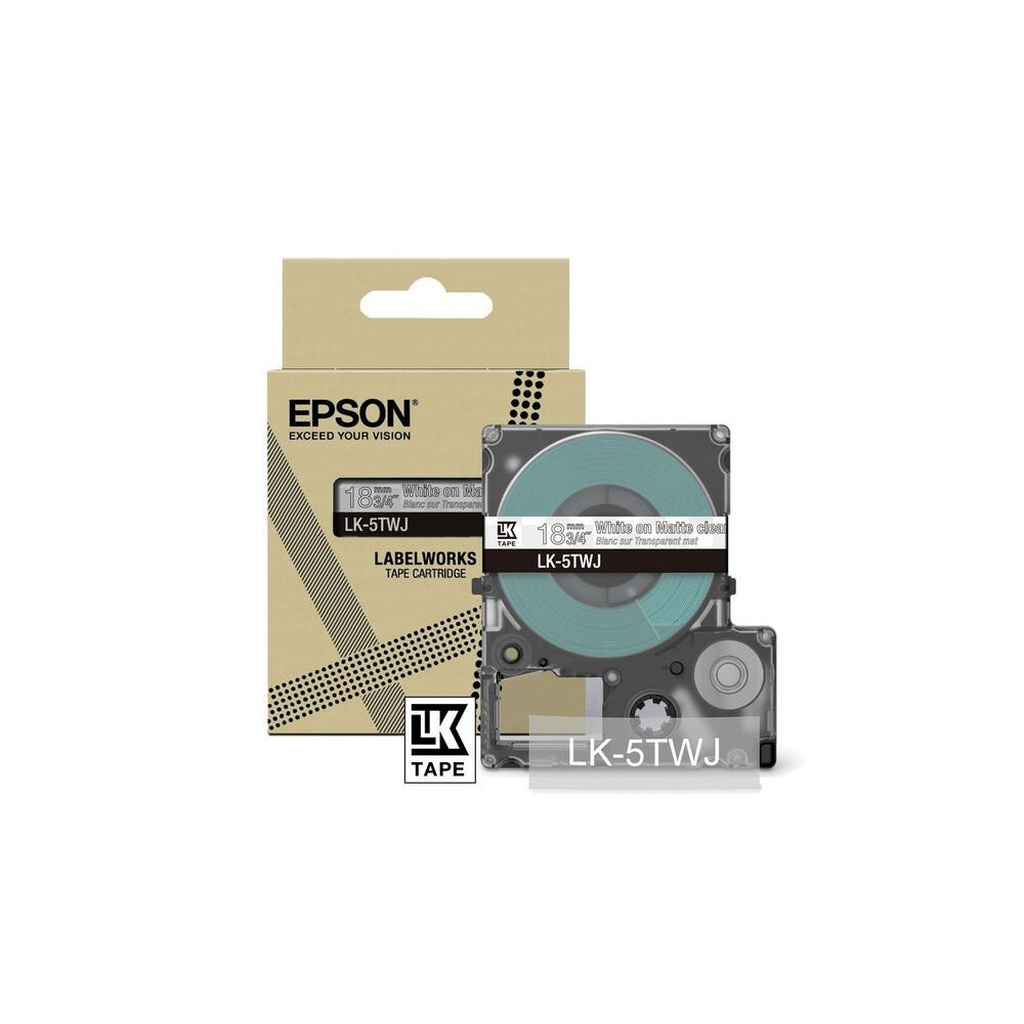 Epson Matte Tape – Clear/White 18mm(8m) – LK-5TWJ
