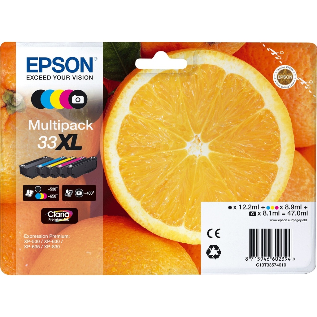 Epson Oranges 33XL Claria Premium Multipack 5-colours Ink - Image 2