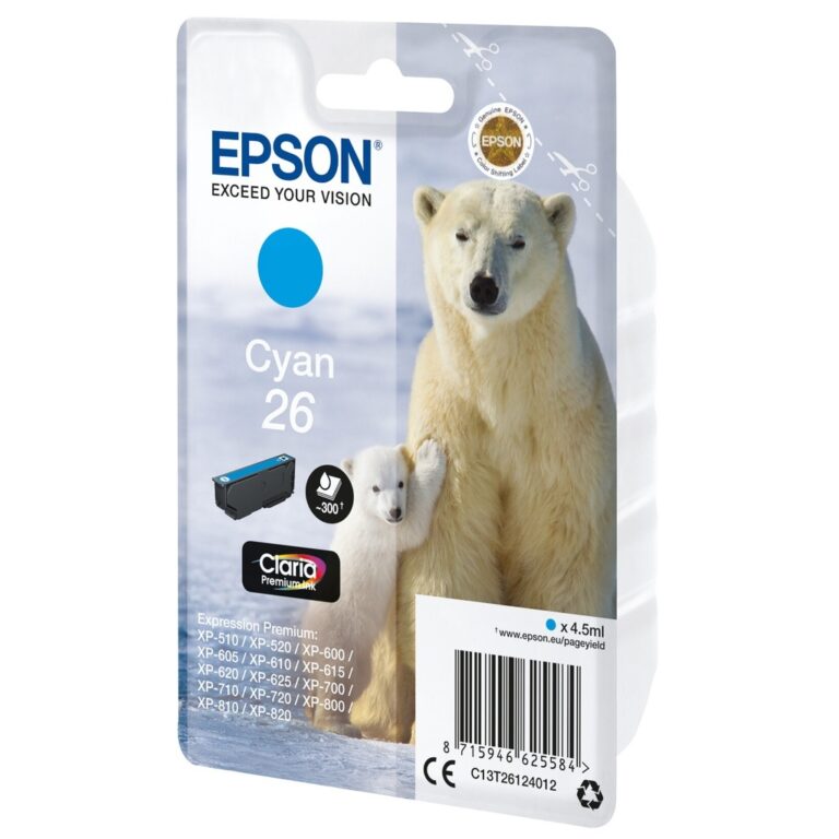 Epson Polar bear 26 Claria Premium Single Cyan Ink