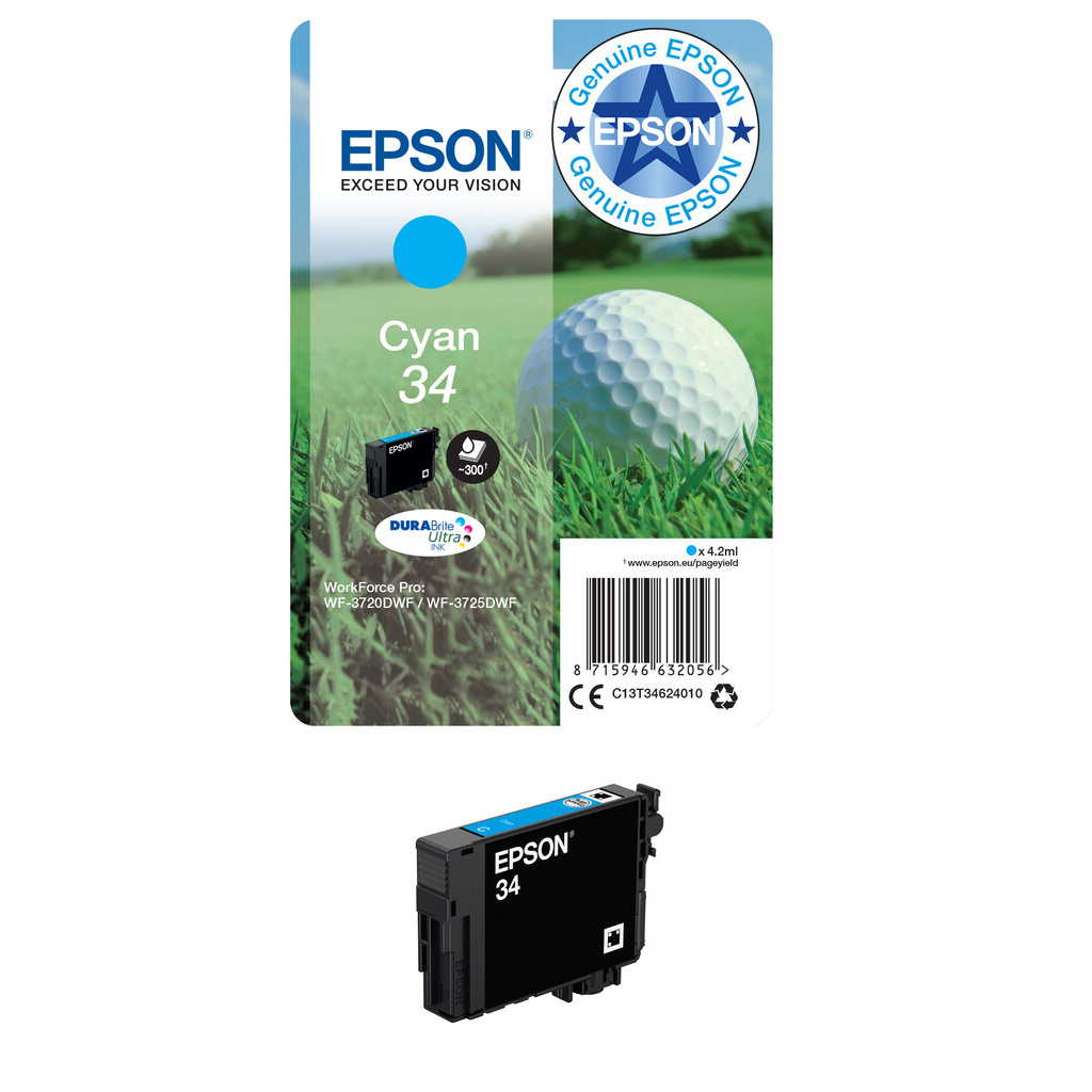Epson Golf ball 34 DURABrite Ultra Single Cyan Ink - Image 2