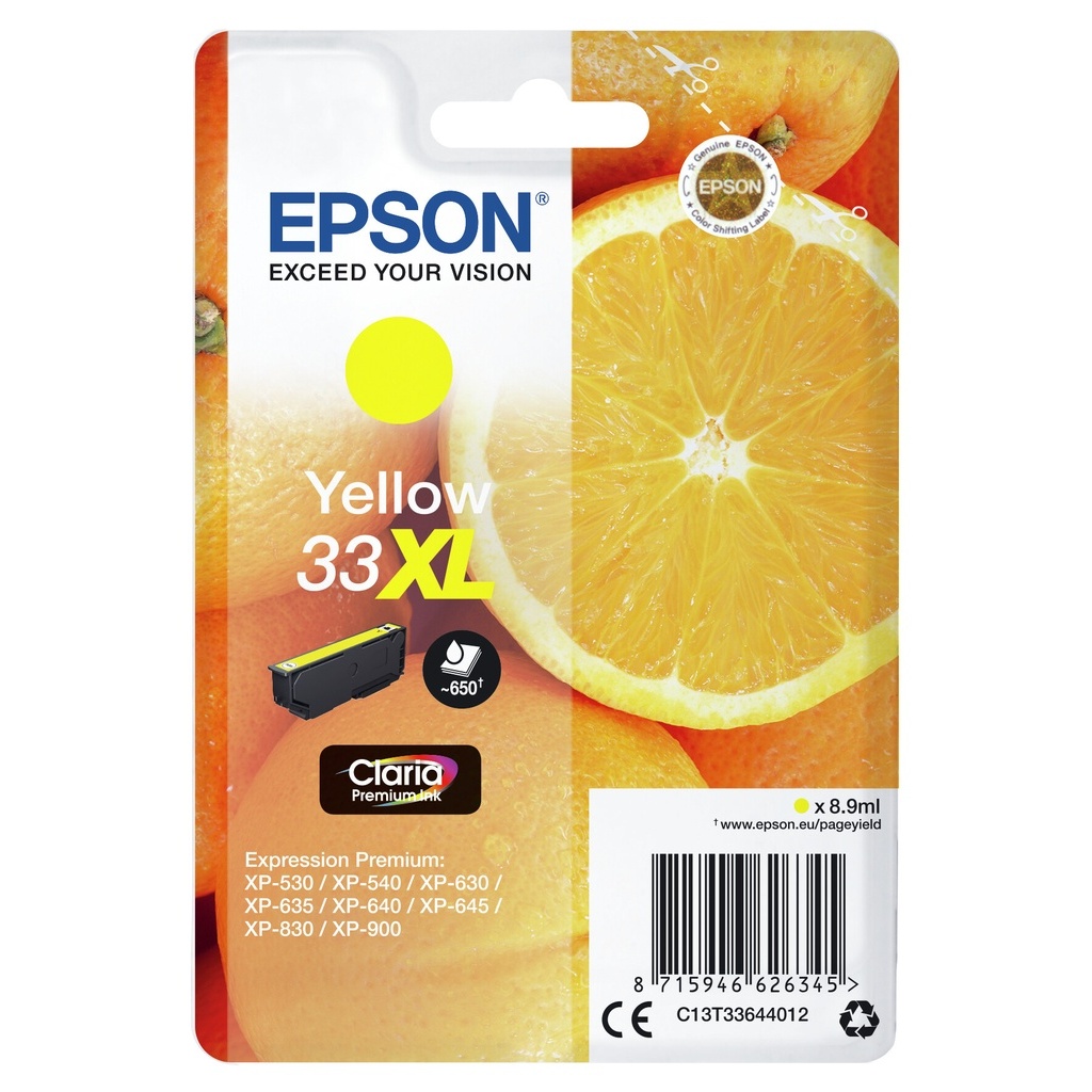 Epson Oranges 33XL Claria Premium Single Yellow Ink - Image 2