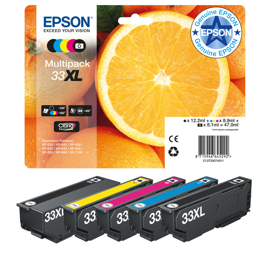 Epson Oranges 33XL Claria Premium Multipack 5-colours Ink - Image 3