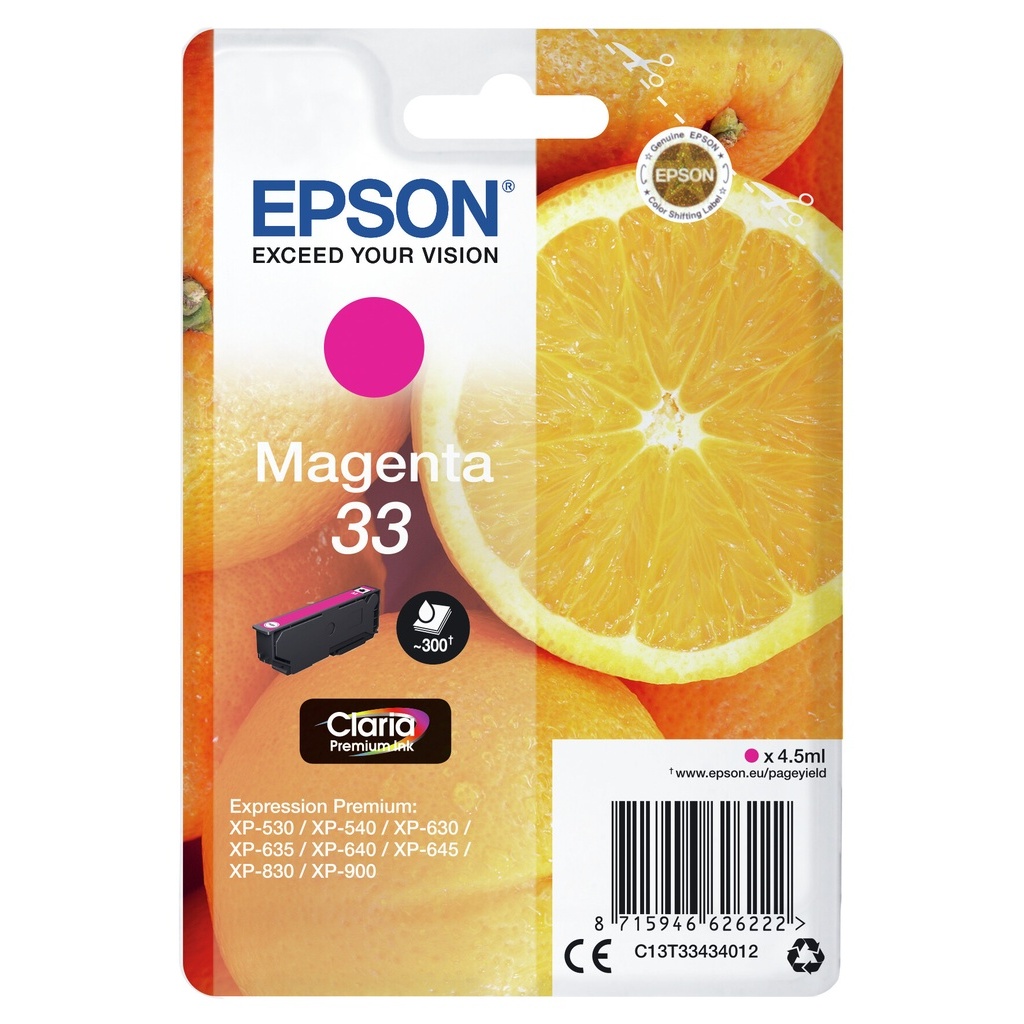 Epson Oranges 33 Claria Premium Single Magenta Ink - Image 2