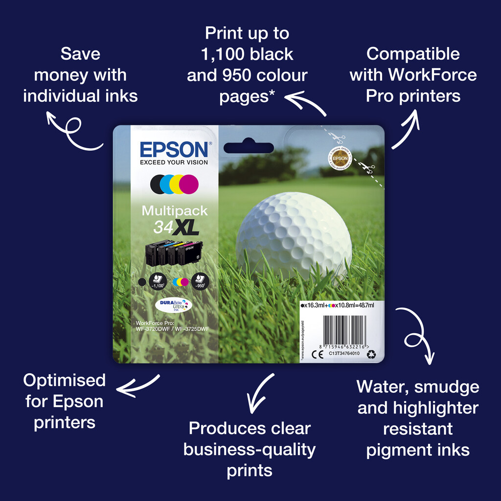Epson Golf ball 34 DURABrite Ultra Single Cyan Ink - Image 4