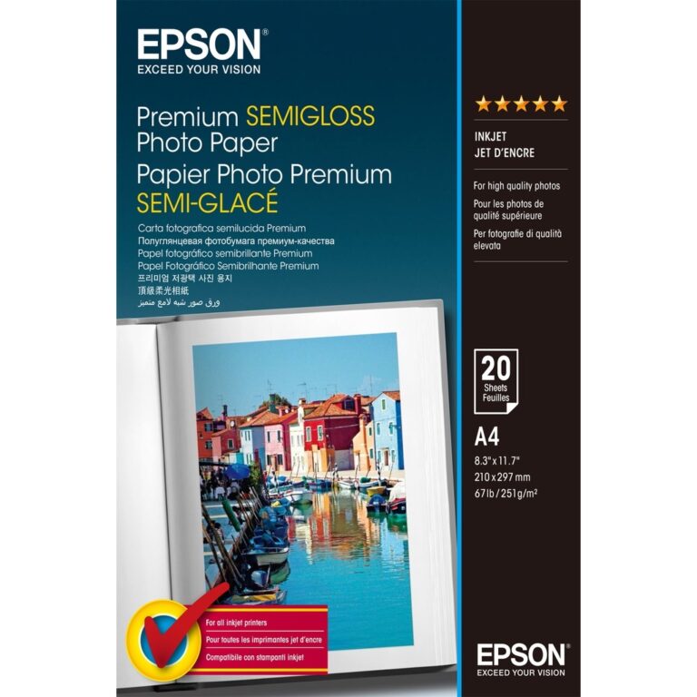 Epson A4 Premium Semigloss Photo Paper 251gsm, 20 sheets