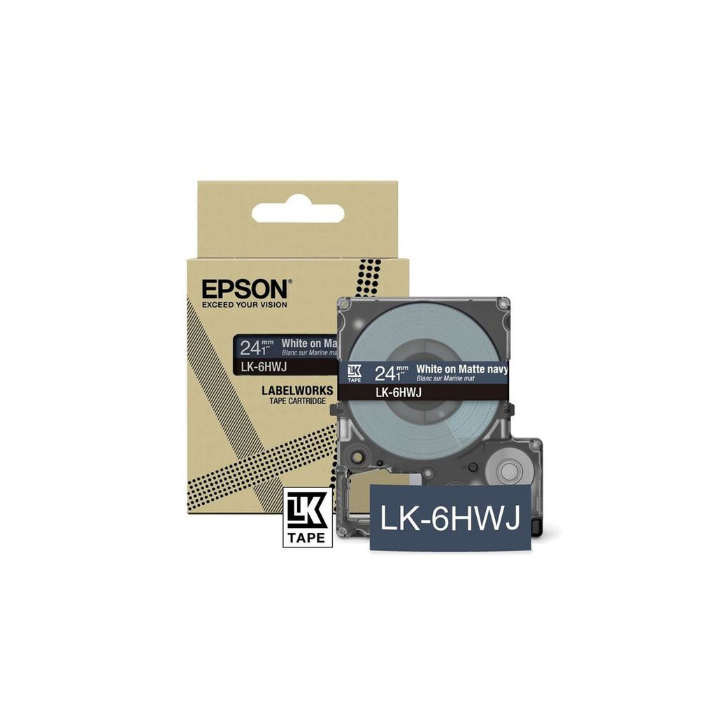 Epson Matte Tape – Navy/White 24mm(8m) – LK-6HWJ