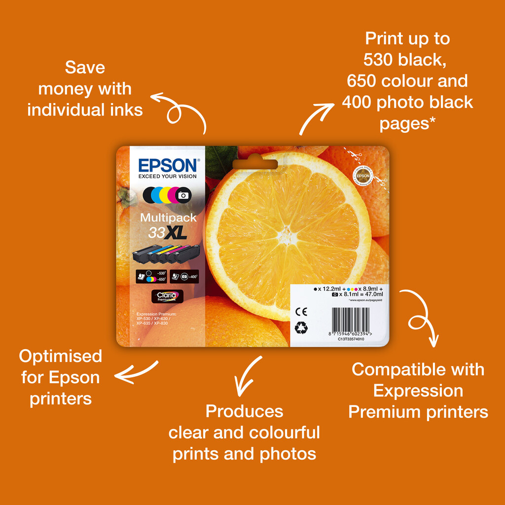 Epson Oranges 33XL Claria Premium Multipack 5-colours Ink - Image 4
