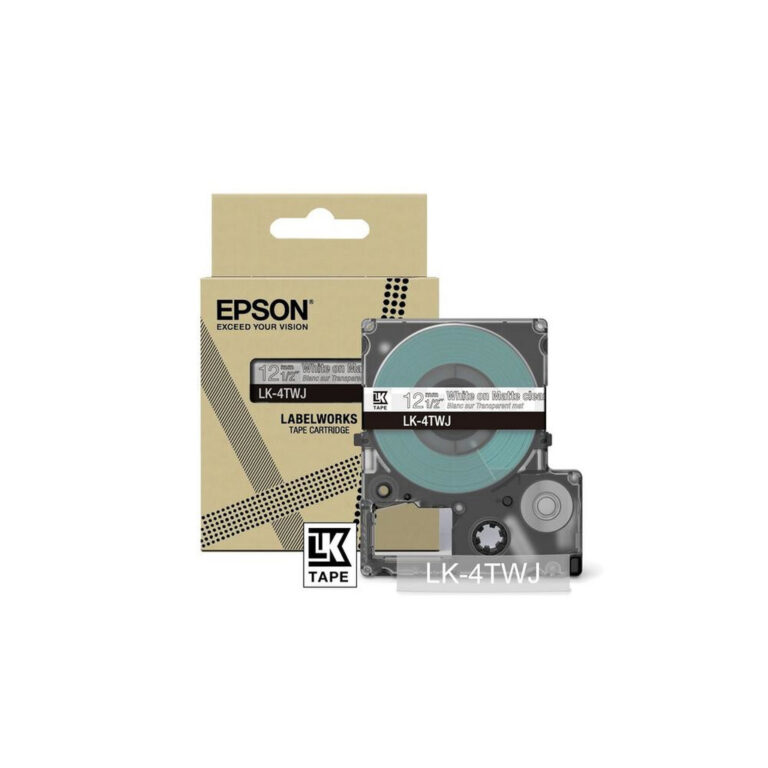 Epson Matte Tape – Clear/White 12mm(8m) – LK-4TWJ